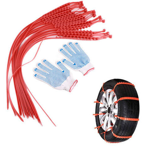 RHG Chaînes à Neige pour Voiture, 20 PCS Chaînes de Pneus d’hiver Réglables Universelles avec gants pour la Traction d’urgence de Boue de Neige de Sable (1/5)