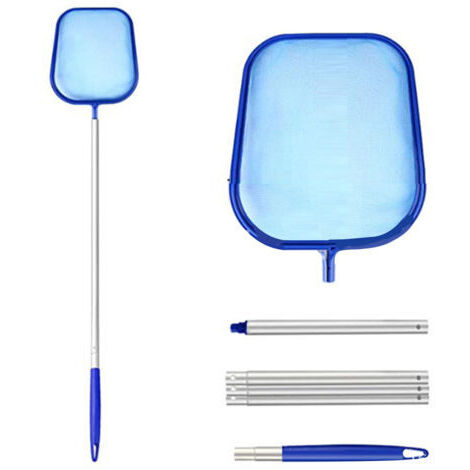 RHG Épuisette de piscine à mailles ultra-fines avec poteaux en aluminium, 5 sections - Filet de nettoyage pour piscines hors sol et enterrées (1/4)