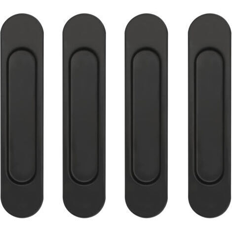 RHG Lot de 4 poignées de porte coulissantes ovales auto-adhésives en alliage d'aluminium noir sans perforation pour portes coulissantes, fenêtres d'armoires (1/5)