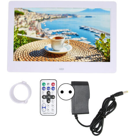 RHG Cadre Photo numérique HD 10,1 pouces, écran LCD 1024x600, cadre Photo électronique intelligent avec télécommande 110-240V, prise ue blanche (1/5)