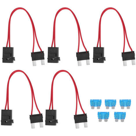 RHG Connecteur porte-fusible de voiture, 5 pièces, Mini extension de fil robuste pour véhicule ATM 20A 16AWG avec 5 fusibles ACL L 29.2mm (1/5)