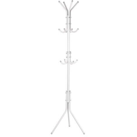 RHG Porte-manteau en métal à crochets multiples, porte-chapeau, support d'arbre, cintre de sac à vêtements, organisateur pour chambre à coucher de maison (blanc) (1/5)