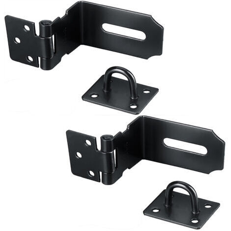 RHG 90 Degrés Loquet de porte en acier inoxydable , 5 Inch Loquet de Sécurité à Moraillon de sécurité Verrou Porte Fermoir de Cadenas pour chambre à coucher, garage, fenêtre noir (1/4)
