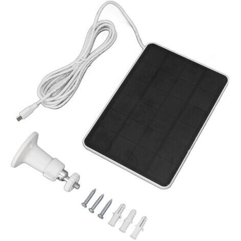 RHG Panneau solaire 4W 5V pour caméra de sécurité extérieure sans fil, panneau de charge solaire étanche IP65 avec support réglable blanc (1/5)