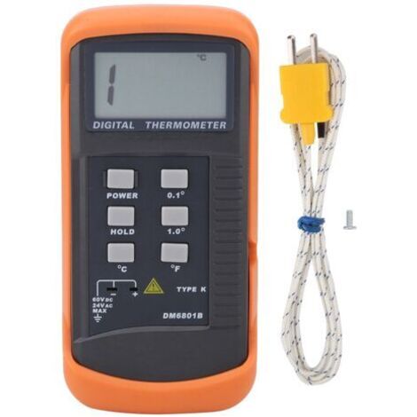 RHG Thermomètre à Thermocouple, Thermomètre Numérique à Canal Unique DM6801B avec Capteur de Thermocouple de Type K Testeur de Thermocouple à Rétroéclairage LCD (1/5)