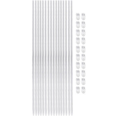RHG Lot de 16 tuteurs pour plantes en acrylique transparent de 39,6 cm (15,6 pouces) avec 20 clips de fixation, idéaux pour les orchidées et les plantes en pot (1/5)