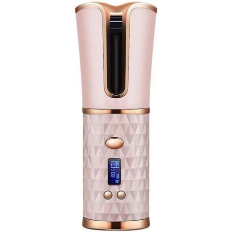Fer à Friser Sans Fil, Fer à Boucler Automatique avec Affichage de LCD et Minuterie, Température Réglable, Boucleur Céramique Avancée de Chauffage Rapide, Bigoudi Rechargeable par USB de Voyage (1/5)