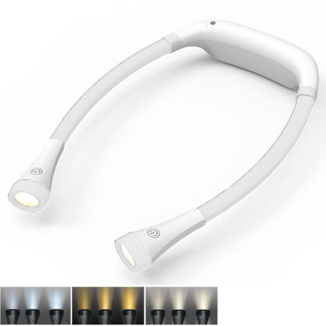 FOREHILL Lampe de lecture à LED, 3 couleurs, 6 niveaux de luminosité, bras pliables, rechargeable, longue durée, parfaite pour lire, tricoter, camper, réparer