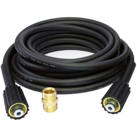 Tuyau d'extension 10 m – PVC + caoutchouc – Pression 180 Bar – Connecteur M22 femelle à male – Flexible pour nettoyeur haute pression (1/5)