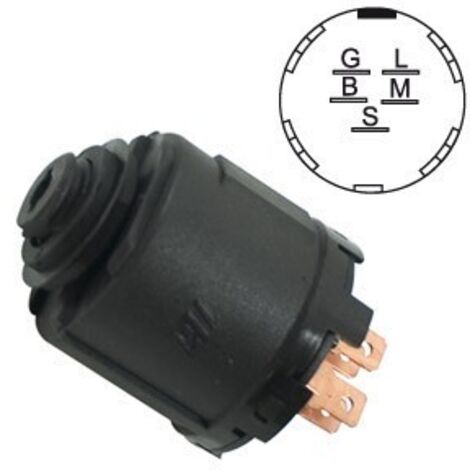 Contacteur à clé 5 bornes 144921 – Adaptable tondeuses – 3 positions – Remplace AYP 140399, 154855, 178744 – Pour montage 15,9 mm
