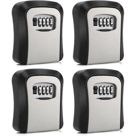 Lot de 4 coffres-forts muraux pour clés avec serrure à combinaison, code à 4 chiffres, noir et gris (1/5)