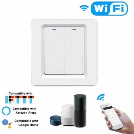 Autre accessoire de domotique Interrupteur d'eclairage WiFi Smart Home Bouton poussoir Smart Life/Tuya APP Interrupteur mural a telecommande Compatible avec Alexa Google Home pour la commande vocale, (1/5)
