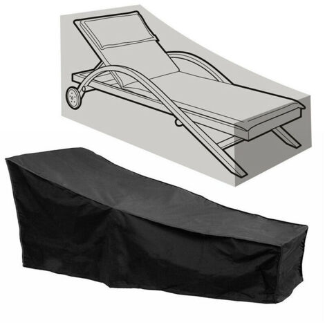 Bains de soleil Housse de Chaise Longue Exterieur - Housse de Protection pour Bain de Soleil Anti-UV/Anti-Vent/Imperméable Tissu Oxford 210D Housse Transats Jardin 210x80x40-75cm Noir (1/5)