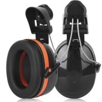 RHG Casque Attachable Earmuff, Portable NRR 25dB Noise Reduction Cap Mounted Ear Protectors, Casque de Protection Auditive Professionnel pour la Construction, la Tonte, Le Déneigement, L'ingénieri