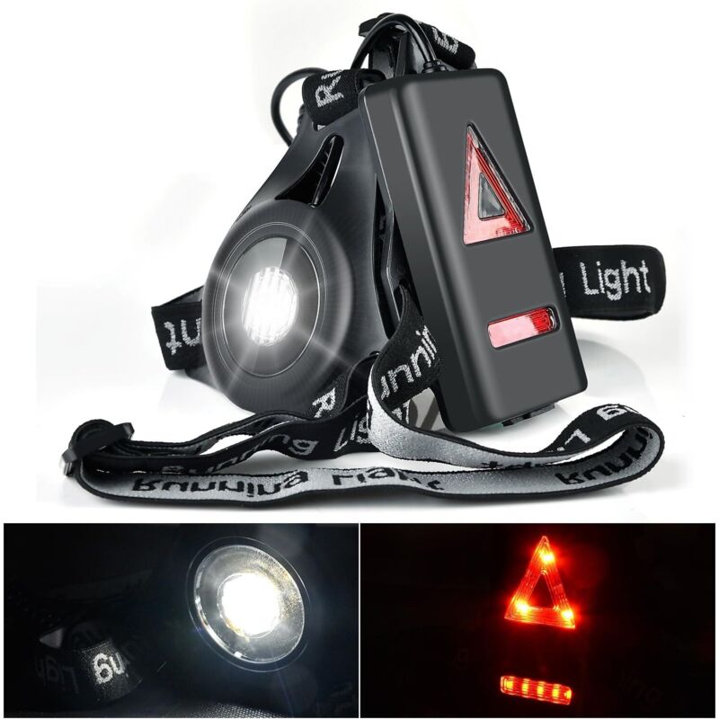 Lampe De Course 350 Lumens – Rechargeable USB, Bande Réfléchissante, Lumière Avant Et Arrière, Pour Running Nocturne