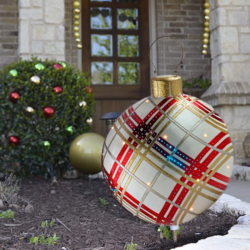 Déco De Noël Gonflable Géante - Boule En PVC 66x48cm - Imperméable Réutilisable - Pour Jardin, Terrasse, Maison