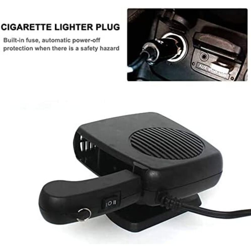 Mupkvy Chauffage De Voiture Portable, 12V 150W Désembueur De Pare-Brise - Plug Dans L'allume Cigare - Avec Base Rotative à 360 ° - Chauffage Et Refroidissement Rapides