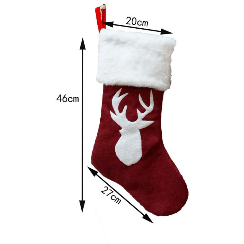 Chaussette De Noël Personnalisée Tricotée - 46 Cm Grand Modèle, Blanc, Pour Cheminée Ou Sapin