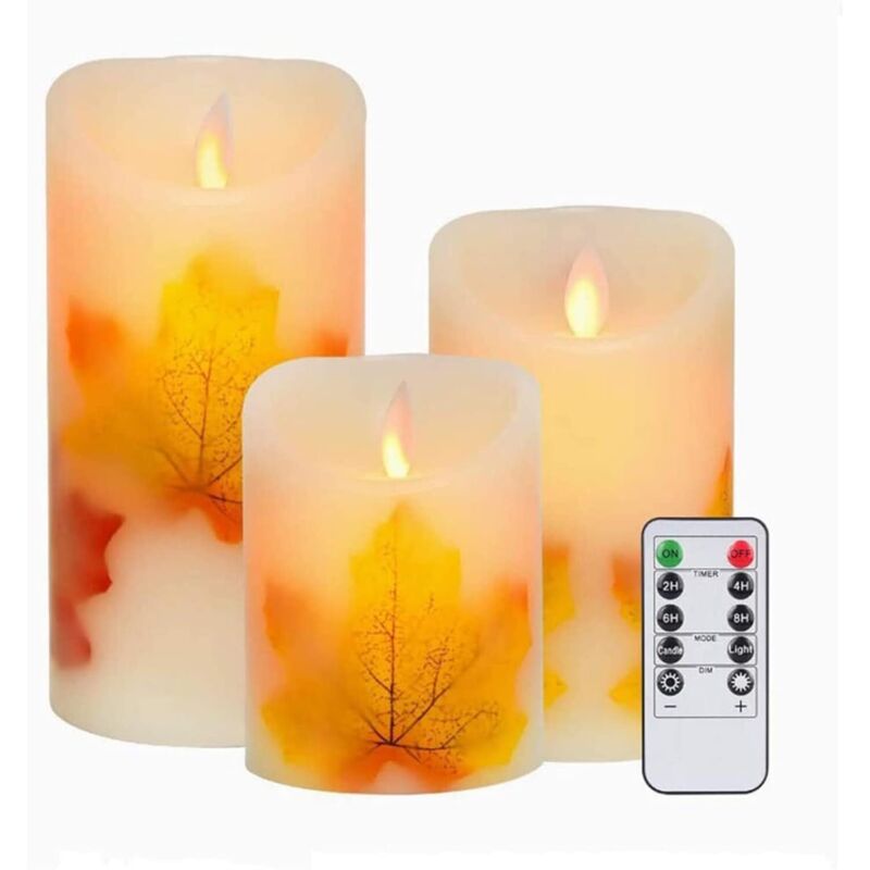 Bougies LED, 12.5cm Rechargeable Feuille D'érable Bougies LED Avec USB Chargeur Cable, Bougie