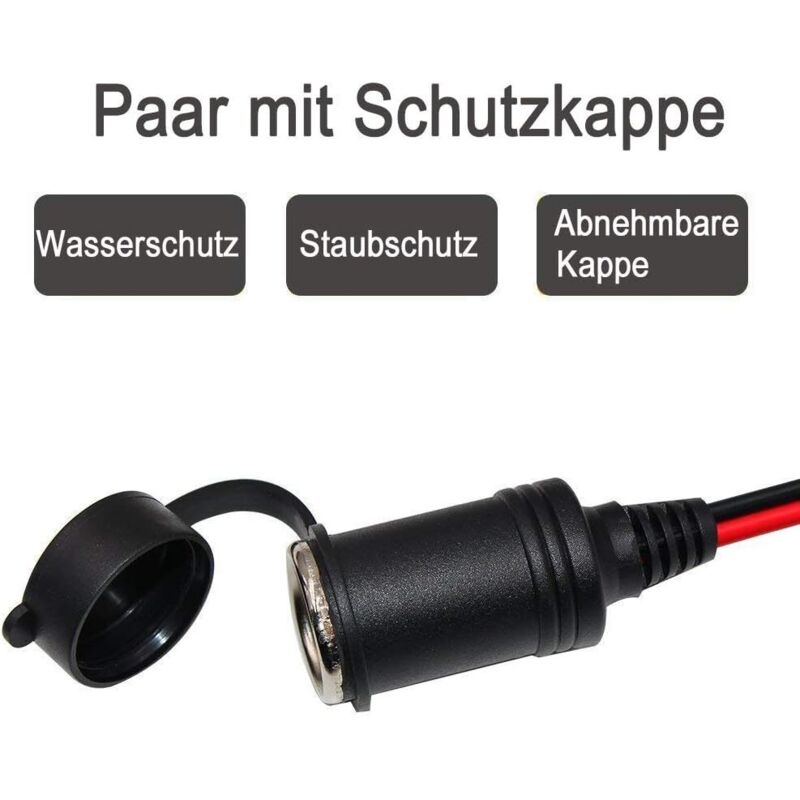 Rallonge Allume-Cigare 3FT (12V-24V) Avec Fusible 15A - Câble Puissant 17AWG Pour Pompe à Air, GPS, Glacière... | Universelle Voiture - 2