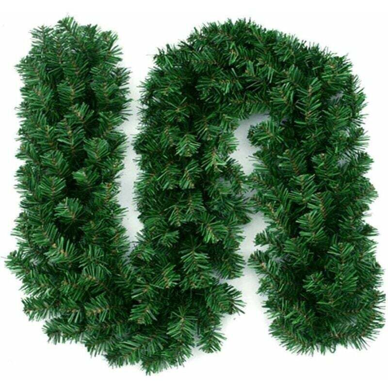 Guirlande De Noël Verte 15 Mètres - Largeur 8 Cm, Pour Décoration Sapin, Mur, Porte, Intérieur Et Extérieur