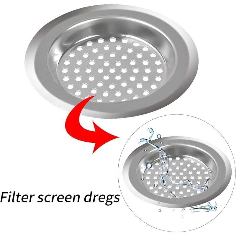 Lot De 2 Filtres D'Évier En Acier Inoxydable - Grille Anti-Déchets Lavabo/Baignoire - Poignée - 11x7x2 Cm - Anti-Colmatage