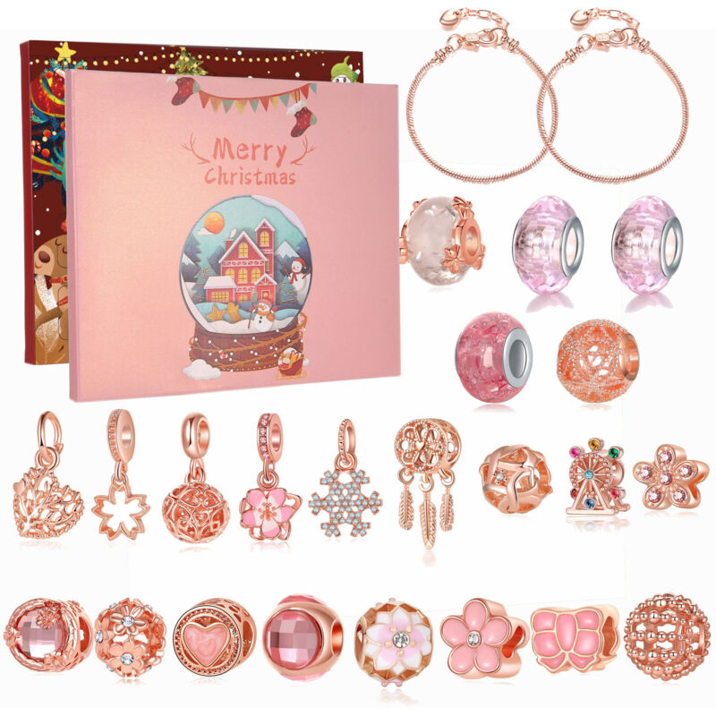 3 Bracelets De Noël Pour Femme/fille - Perles Et Breloques Festives - Élastique Ajustable - Cadeau Fêtes