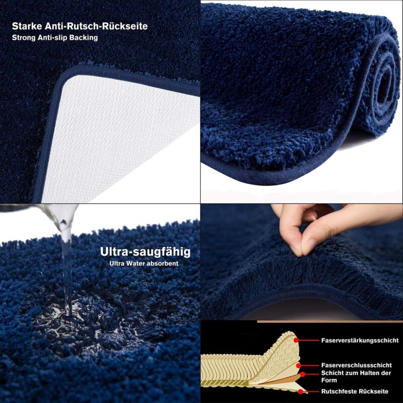 Tapis De Bain Antidérapant 90x40cm - Tapis De Bain Avec Ventouses Et Trous De Drainage Sans Bpa Resistant A Moisissure Lavable En Machine Gris 97207680
