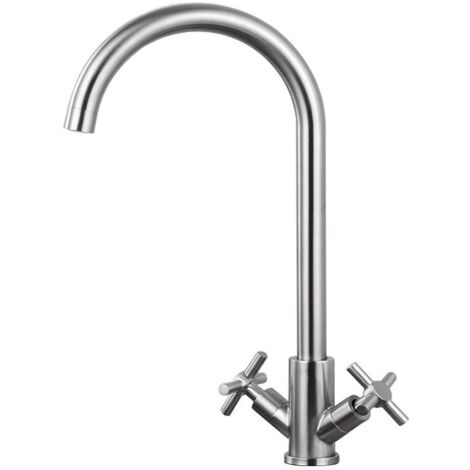 Robinet Cuisine Robinetterie de Cuisine avec Chauffe-eau Instantané Mitigeur Cuisine Mélangeur Robinet D'évier Cuisine 360° avec 2 Poignées (1/3)