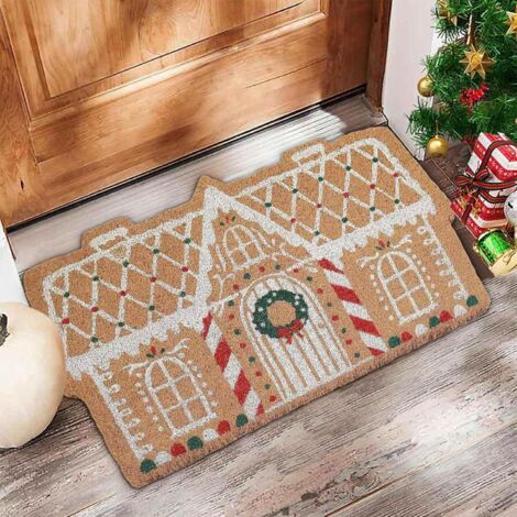 Paillasson De Noël Maison Pain D'épices - 80x50 Cm, Antidérapant - Décoration De Porte Intérieur/extérieur