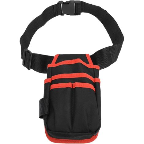 Sac banane portable pour outils, pochette légère en tissu Oxford pour outils de camping, sac banane multifonction pour activités de plein air avec ceinture rouge (1/4)
