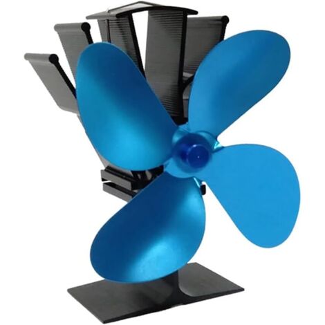 Ventilateur de poêle à bois Hot Blast à 4 pales, économie de combustible, chauffage écologique (bleu) (1/5)
