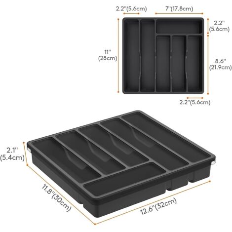 Plateau à ustensiles extensible, boîte de rangement de couverts de cuisine, porte-couteau, plateau en plastique, fourchette cuillère diviseur tiroir boîte organisateur de vaisselle  15