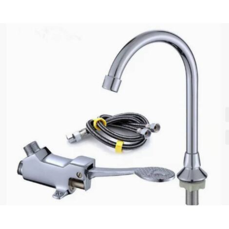 Tonchean – Mitigeur de lavabo à pédale en cuivre – Finition métal – Installation facile – Débit contrôlé pour usage médical et public (1/7)