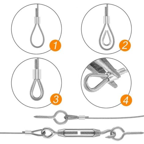 Corde En Acier Inoxydable à Suspendre Kit, CâBle En Acier Inoxydable RevêTu De Nylon, Tendeur Cable Acier Pvc, Pour Corde De Tente, Corde à Linge, Lustre D'ExtéRieur,Jardin (25m