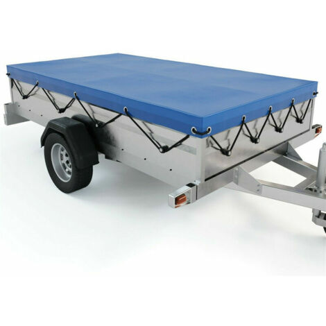 Bâche de remorque imperméable 207 x 114 cm – Tissu PVC résistant aux UV – Œillets en aluminium pour fixation sécurisée – Couleur bleu