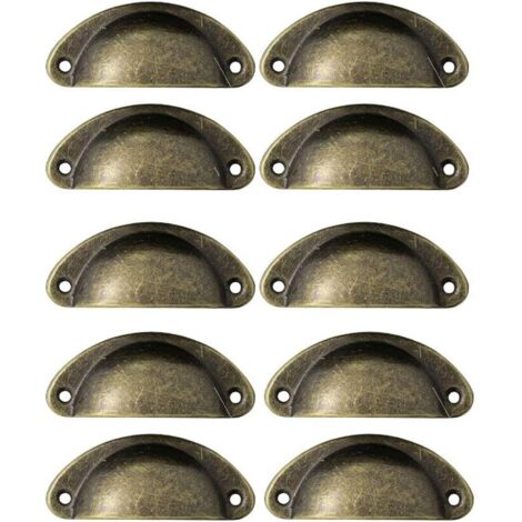 Lot de 10 Poignées de Tiroir Rétro en Métal Pour Meubles de Cuisine Porte d'armoire Placards avec Boutons Meubles en Laiton Antique (1/5)