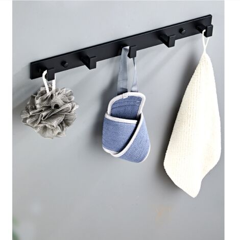 Brute Strength - Porte-manteau - 7 Crochets - 46 Cm - Acier Inoxydable - Crochet De Porte Pour Cuisine, Patère Noire, Porte-manteau Mural, Salle De