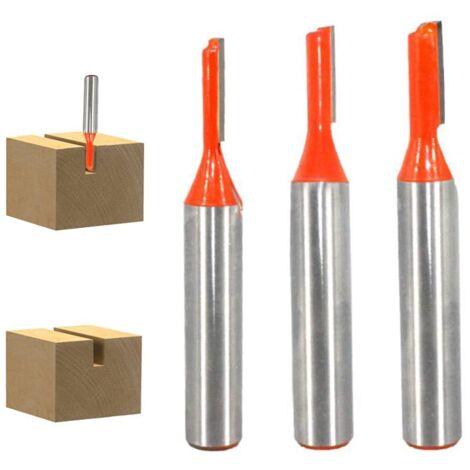 8mm Fraise Droite Defonceuse, 3 pièces Fraises à Défoncer Carbure De Tungstène Mèche de Routeur Droite à Simple Flûte Fraise à Bois-3mm/4mm/5mm (1/4)