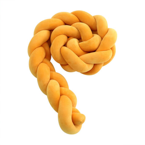 Tour de lit bébé- 3 Tissage Bébé Coussin Serpent Tressé Pare - Choc Velours Protection lit Bumper Pépinière pour Les Nouveau-Nés Lit Chambre Décor avec, curcuma - 1M (1/5)