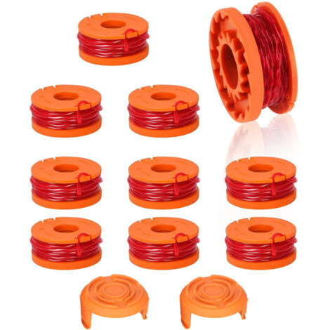 Bobine de rechange pour tondeuse à gazon WORX WA0010/WA6531, compatible avec Worx WA0010, capuchon d'alimentation pour cordon de désherbage automatique, cordon de tondeuse à gazon sans fil, lot de 10 (1/5)