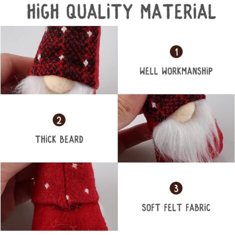 Lot De 8 Gnomes De Noël Lutins Peluche - Décorations Suédoises à Suspendre Pour Sapin Et Maison