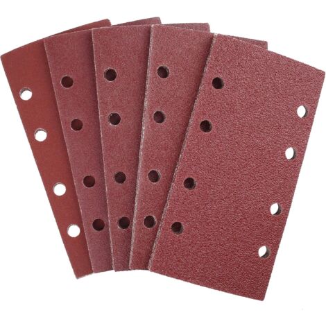 Galozzoit – Feuilles abrasives 25 pièces 93 x 185 mm – Grain 40/60/80/120/240 – Oxyde d'aluminium – 8 trous pour ponçage métal et bois