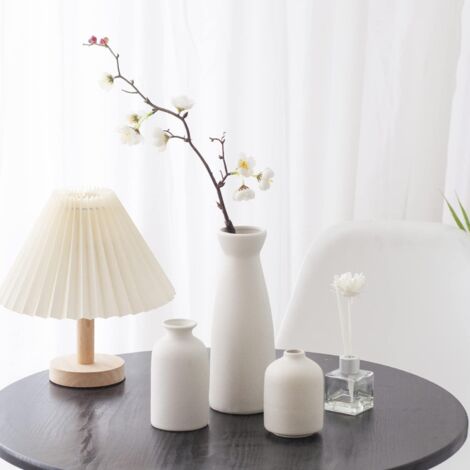 Lot De 4 Petits Vases Blancs En Céramique – Décor Boho, Décoration Maison, Centre De Table