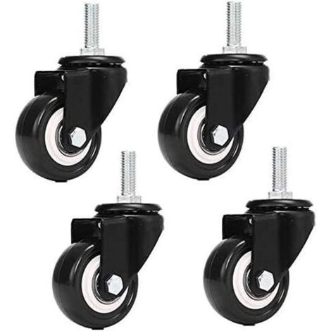 Aiducho – Roulette pivotante M8x25mm – Lot de 4 – Charge 240 kg – Roues en PU pour meubles – Compatible tous sols