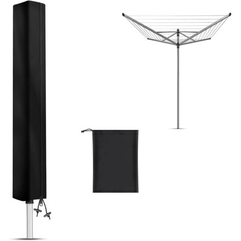 Housse de parasol,Housse de Séchoir de Linge Extérieur Rotatif Imperméable, Housse de Protection pour Séchoir Rotatif Cordes à Linge, Tissu Oxford 120D, Noir(160 x 15 x 15 cm) (1/5)
