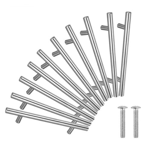 Stoex – Lot de 20 poignées de meuble T-bar en acier inoxydable – Entraxe 64 mm – Finition chromée et brossée – Longueur 100 mm – Hauteur 32 mm - 20PCS