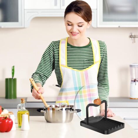 Repose-ustensiles En Silicone Avec Coussin D'Égouttement Pour Plusieurs Ustensiles Résistant à La Chaleur Sans BPA Porte-Cuillère Pour Cuisinière Support D'Ustensiles De Cuisine Pour Cuillères Louches