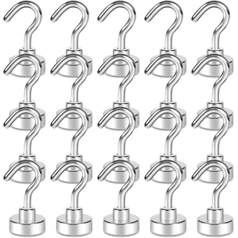 Lot de 20 crochets magnétiques, 6kg + aimant puissant avec crochet pour réfrigérateur, crochet de croisière robuste pour plafond, crochet magnétique