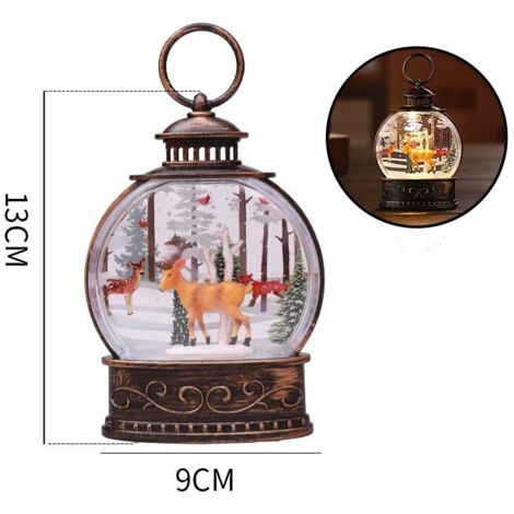 Lanterne De Noël Vintage Avec LED | Piles Incluses | Thème Arbre, Père Noël, Bonhomme De Neige | Pour Déco Intérieur/Extérieur